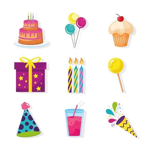 Vector happy birthday symbol collection