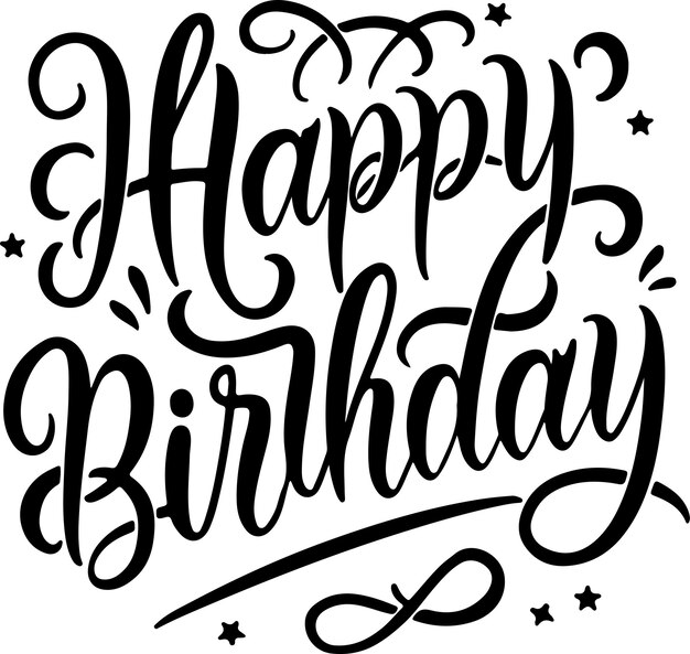 Vector happy birthday text black color 10