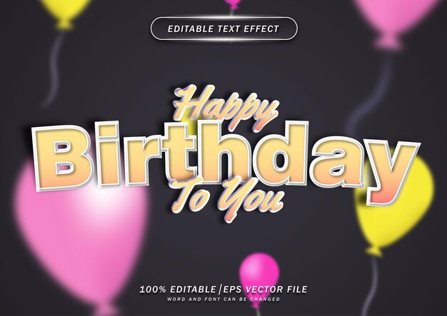 Happy birthday text editable effect