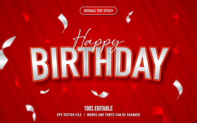 happy birthday text effect on red background editable