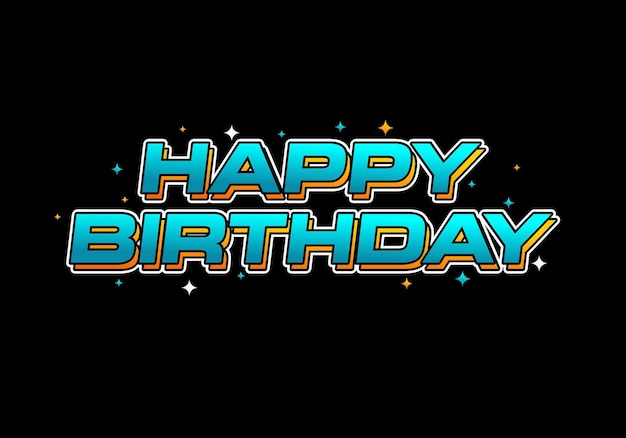 Vector happy birthday text effect with 3d look