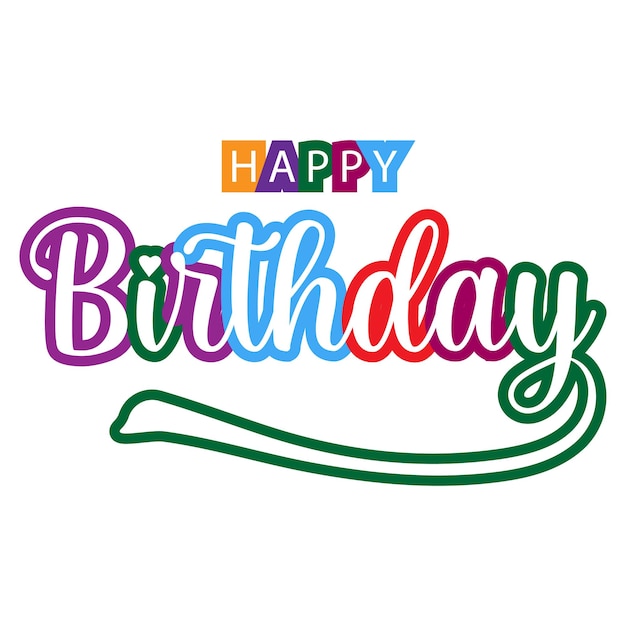 Happy birthday text typhography ballons sticker transparent background