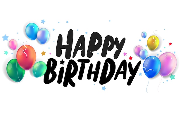 Vector happy birthday text typography with festive elements