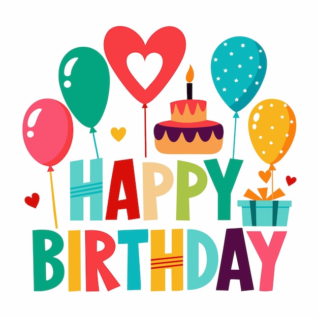 Vector happy birthday text vector illustration 45