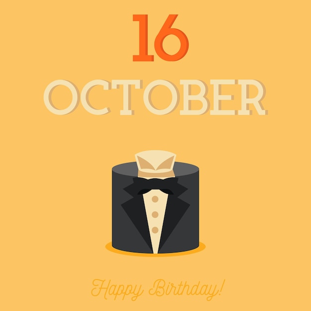 С днем рождения типографская открытка с плоским тортом ко дню рождения