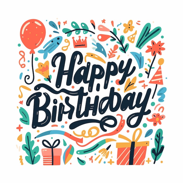 Vector happy birthday typography vector illustrations on white background