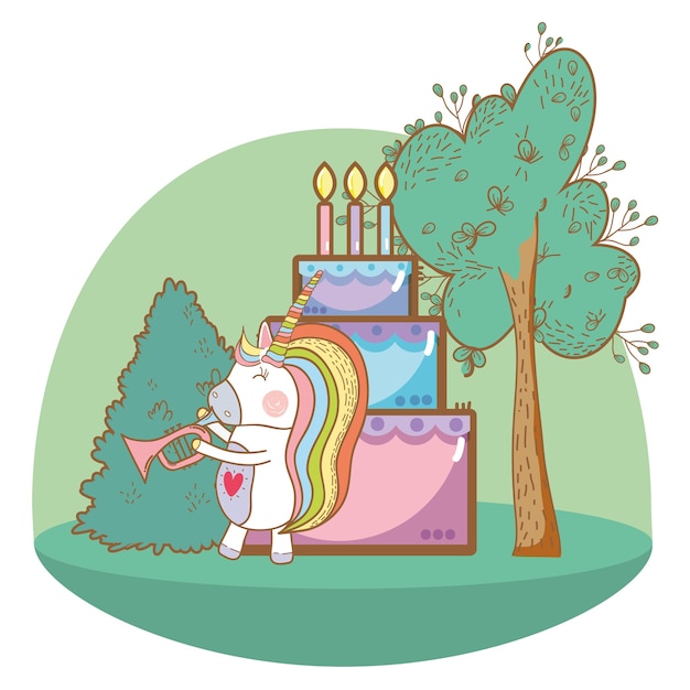 Vector happy birthday unicorn cartoons
