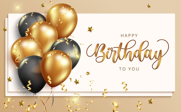 Happy birthday vector banner template. Happy birthday to you text.