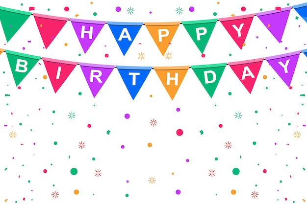 happy birthday vector banner with confetti