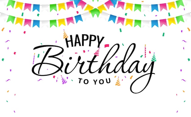 happy birthday vector banner with confetti