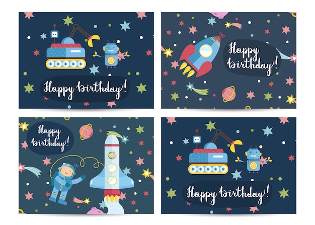 Happy Birthday Vector Cartoon Greeting Card