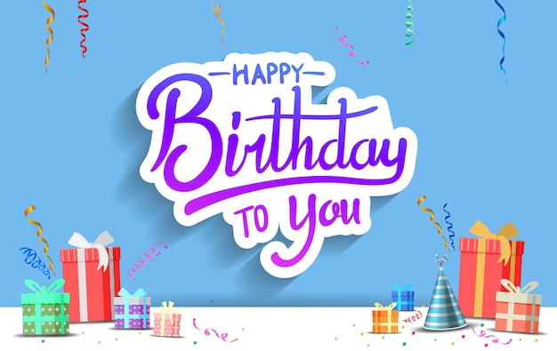 Happy birthday vector design with typography party element for celebration