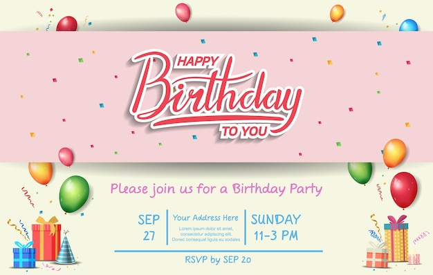 Buon compleanno disegno vettoriale con elemento di tipografia festa per la celebrazione