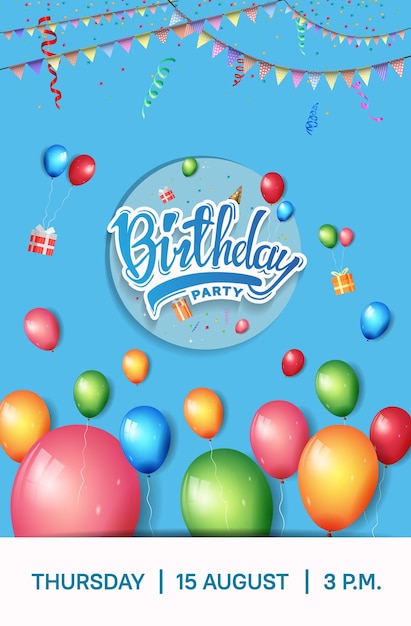 Happy birthday vector design with typography party element for celebration