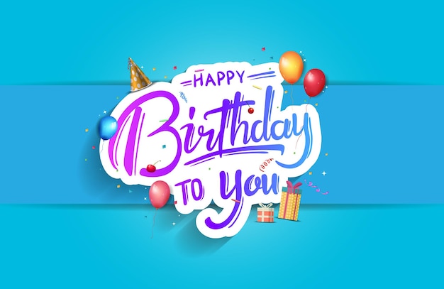 Happy birthday vector design with typography party element for celebration