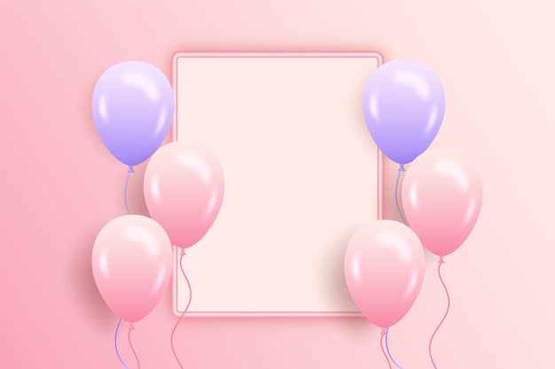 Happy birthday wish with pink  balloons