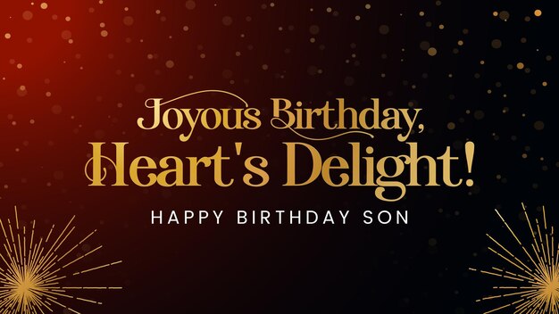 Vector happy birthday wishes to son template with black background and gold typo