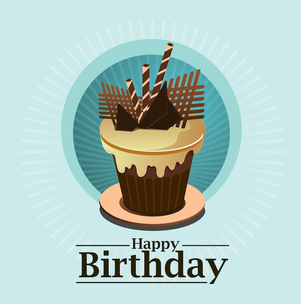 Vector happy birthday with bread illustrations