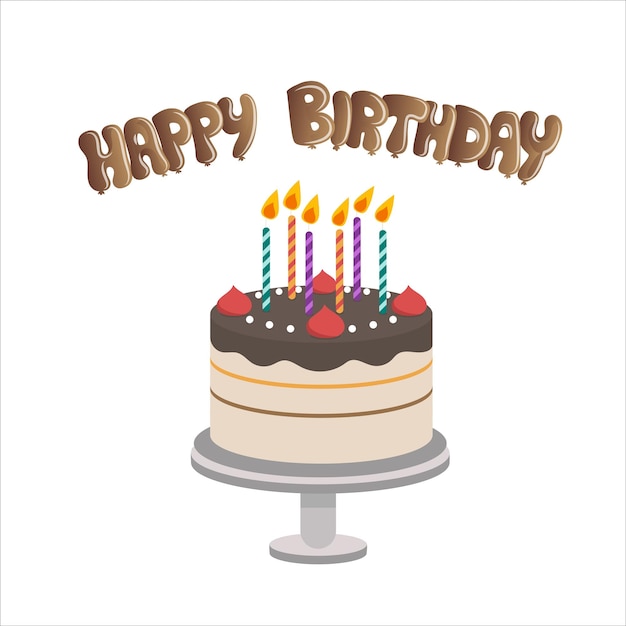 Happy birthday with cake vector Happy Birthday banner