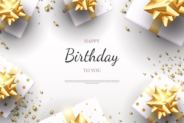 Premium Vector | Happy birthday with gift boxes of various sizes