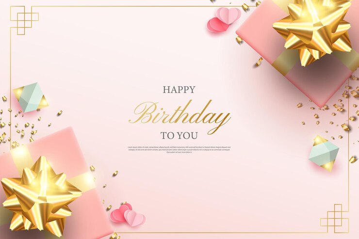 happy birthday with shiny gold glitter
