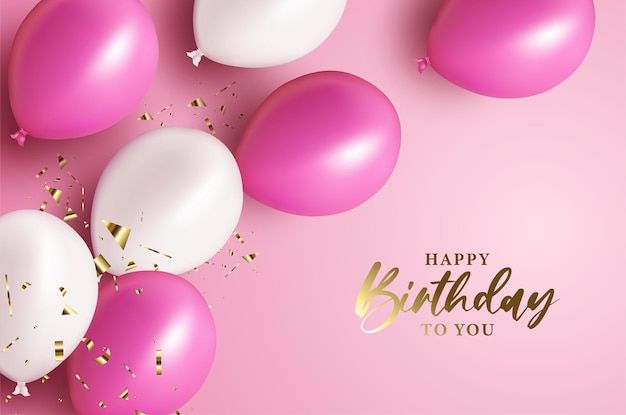 Vector happy birthday with shiny gold lettering