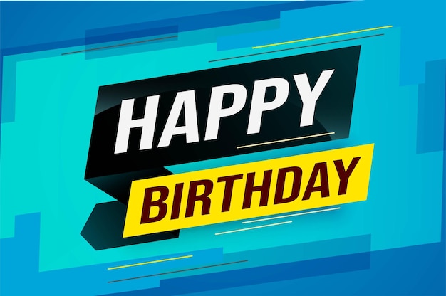 Happy birthday word concept vector illustration with blue lines modern futuristic 3d style