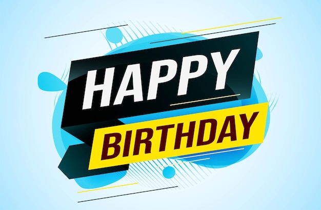 happy birthday word concept vector illustration with blue lines modern