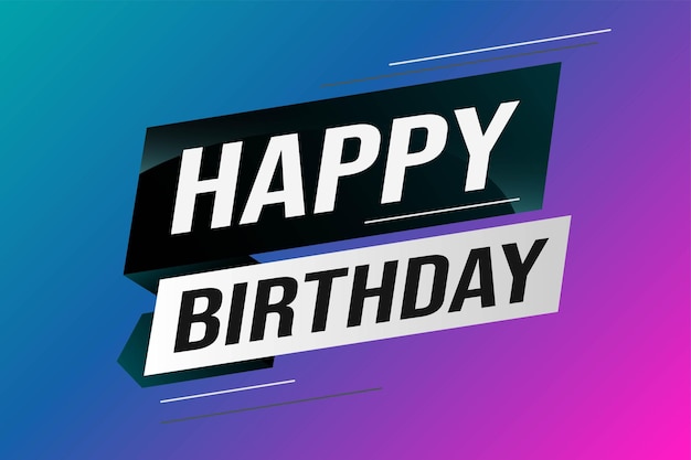 happy birthday word concept vector illustration with lines modern futuristic 3d style for landing p