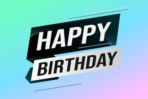 Happy birthday word concept vector illustration with lines modern futuristic 3d style for landing pa