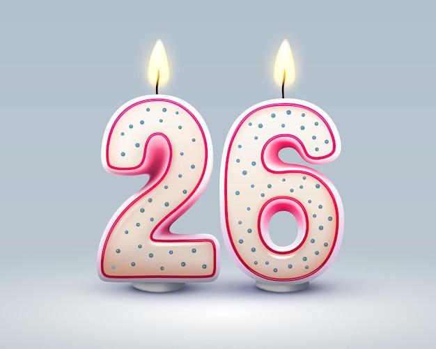 Buon compleanno anni 26 anniversario del compleanno candela sotto forma di vettore di numeri