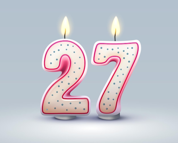ベクトル 数字の形で誕生日キャンドルの 27 周年お誕生日おめでとう