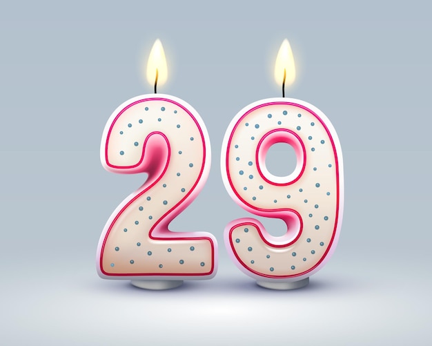 Buon compleanno anni 29 anniversario del compleanno candela sotto forma di vettore di numeri