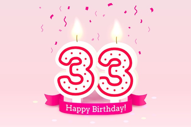벡터 숫자 벡터의 형태로 생일 촛불의 33 년 생일 축하 해요