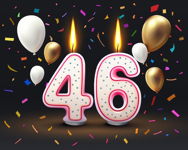 お誕生日おめでとう年誕生日の46周年数字の形でキャンドルベクトル