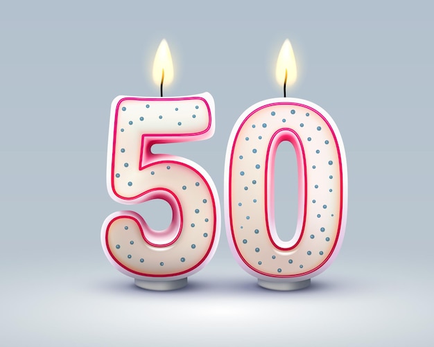 数字の形でろうそくの誕生日の 50 周年お誕生日おめでとう