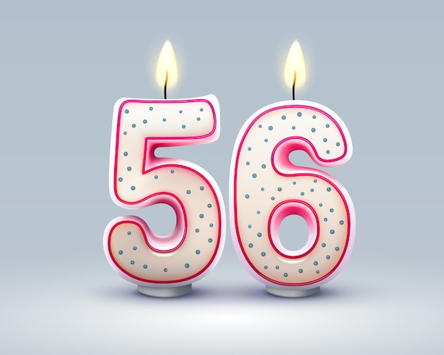 数字の形で誕生日キャンドルの 56 周年お誕生日おめでとう