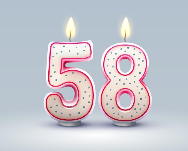 Happy Birthday years 58 anniversary of the birthday Candle in the form of numbers Vector