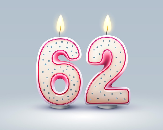 Happy Birthday years 62 anniversary of the birthday Candle in the form of numbers Vector