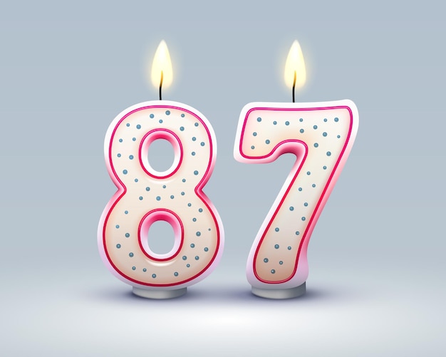 数字の形で誕生日キャンドルの 87 周年お誕生日おめでとう