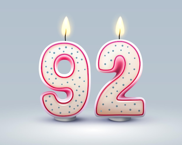 Happy Birthday years 92 anniversary of the birthday Candle in the form of numbers Vector