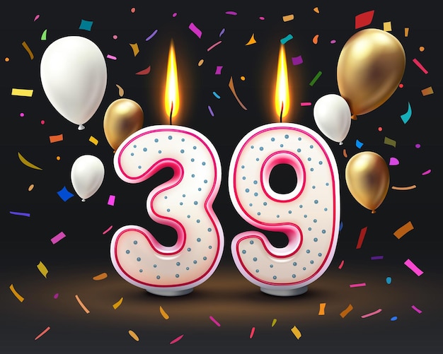 Happy Birthday years 39 anniversary of the birthday Candle in the form of numbers Vector