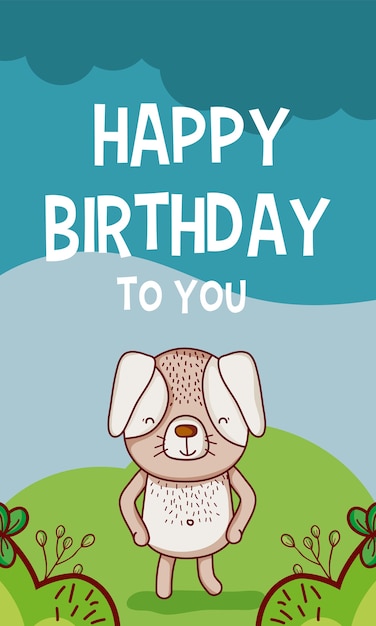 Happy birthday to you dog cartoon