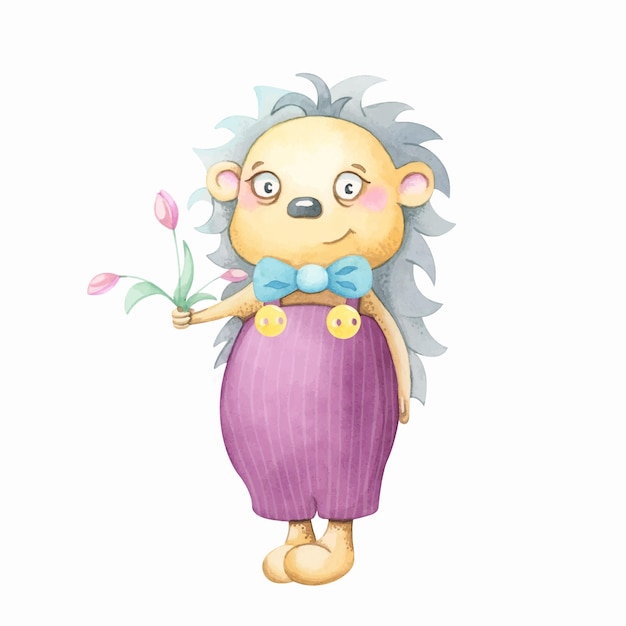 Happy Birthday to You Hedgehog Cute cartoon character