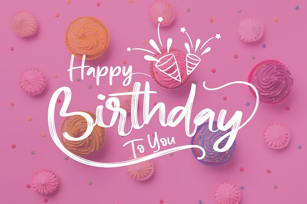 Vector happy birthday to you lettering with party hats