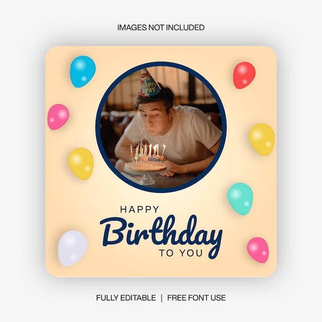 happy birthday to you Social media Banner Design Template