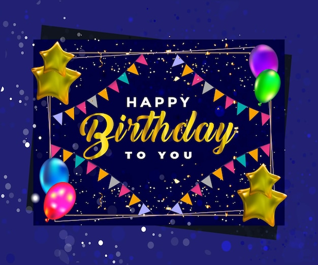 誕生日おめでとうございます 誕生日を祝うための風船とコンフェッティの装飾要素