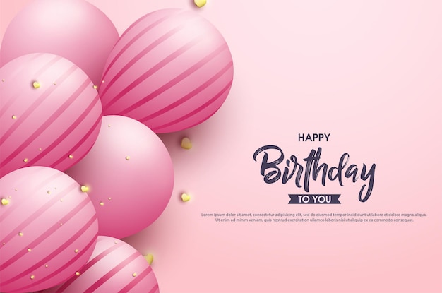 Buon compleanno a te con simpatici palloncini rosa