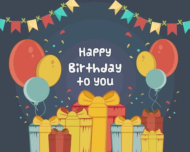 생일 축하 해요 및 평면 장식 플래그