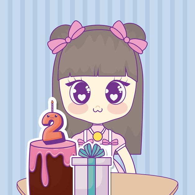 happy birthdaydesign met kawaii anime girl